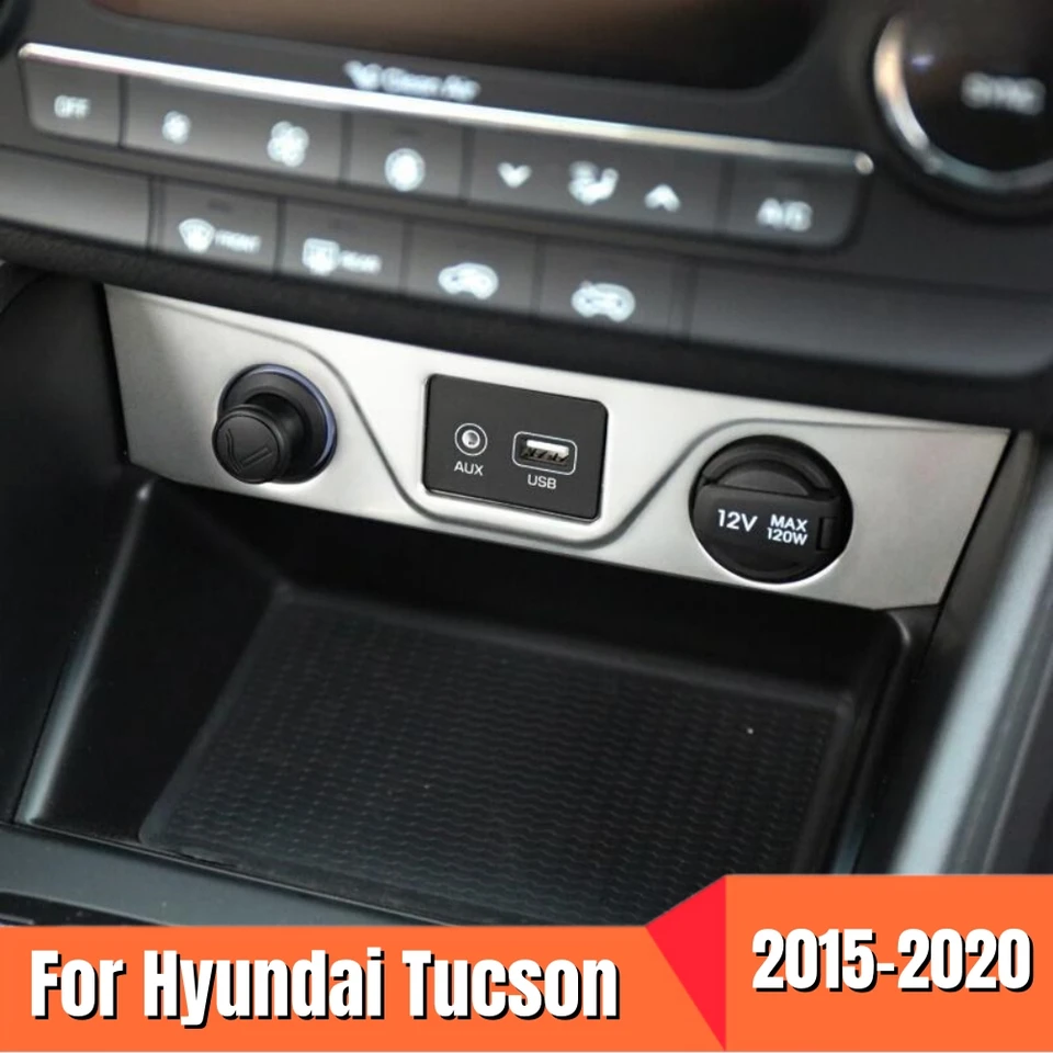 hyundai tucson cigarette lighter For Hyundai Tucson 2015-2020 Stainless steel Center Console Cigarette  Lighter AUX USB Panel Cover Trim Car Accessories Styling