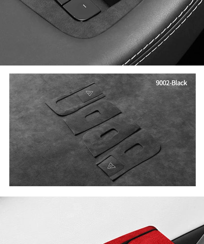 Aus Alcantara für Tesla Model Y Juniper (2025-) Fensterschalter-Panel-Abdeckung Zierleiste Aufkleber Auto-Innenraum-Tuning-Zubehör – Detail 9