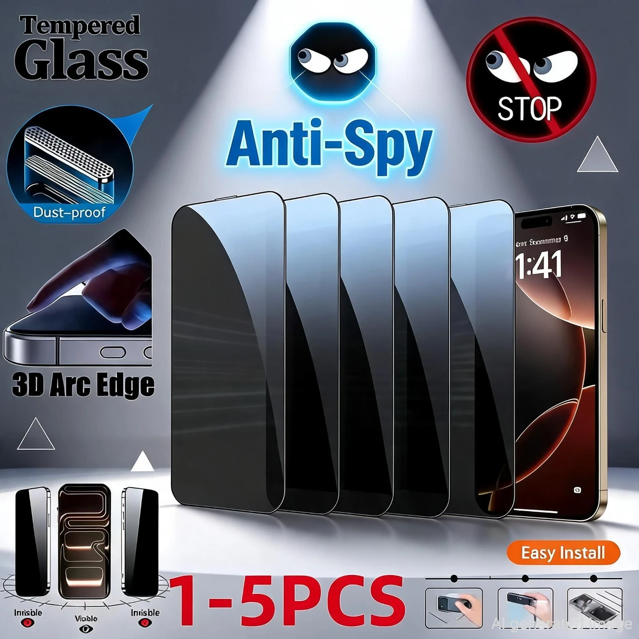 1-5 Stück Vollständige Abdeckung Privatsphäre Panzerglas für iPhone 17 16 15 14Pro Max X XR12 13Mini Plus 16e 17 Air Anti-Spy Displayschutz 2028