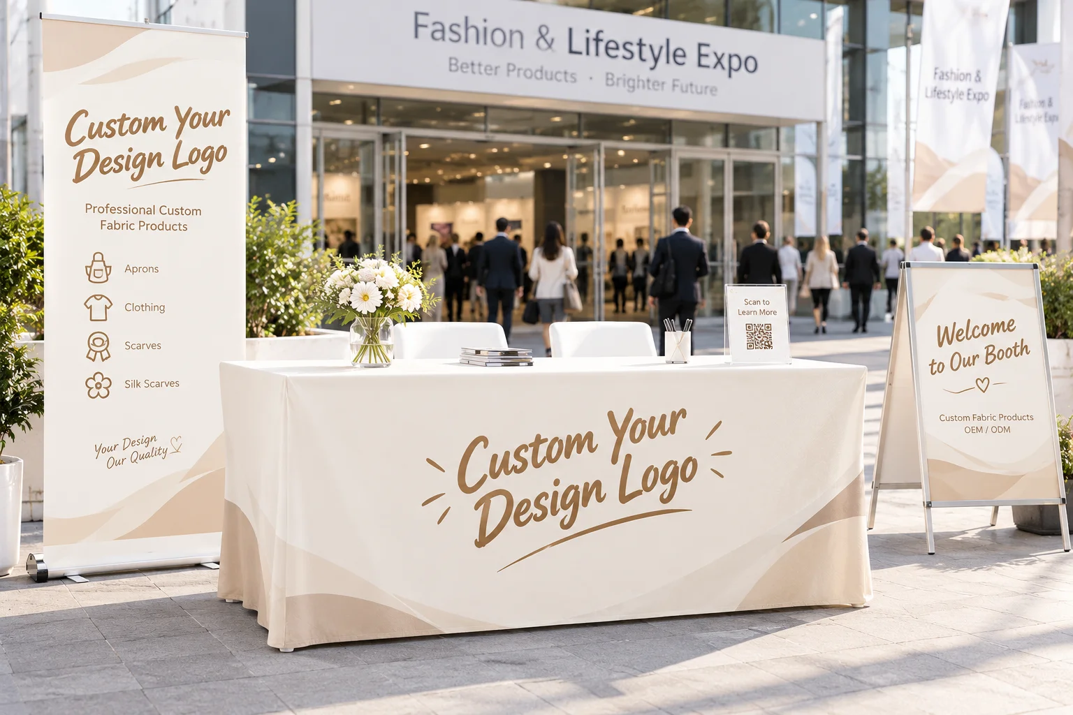 Custom Logo Tablecloth 4FT 5FT 6FT 8FT Polyester Tablecloth Business tablecloths, party exhibition tablecloths, gathering