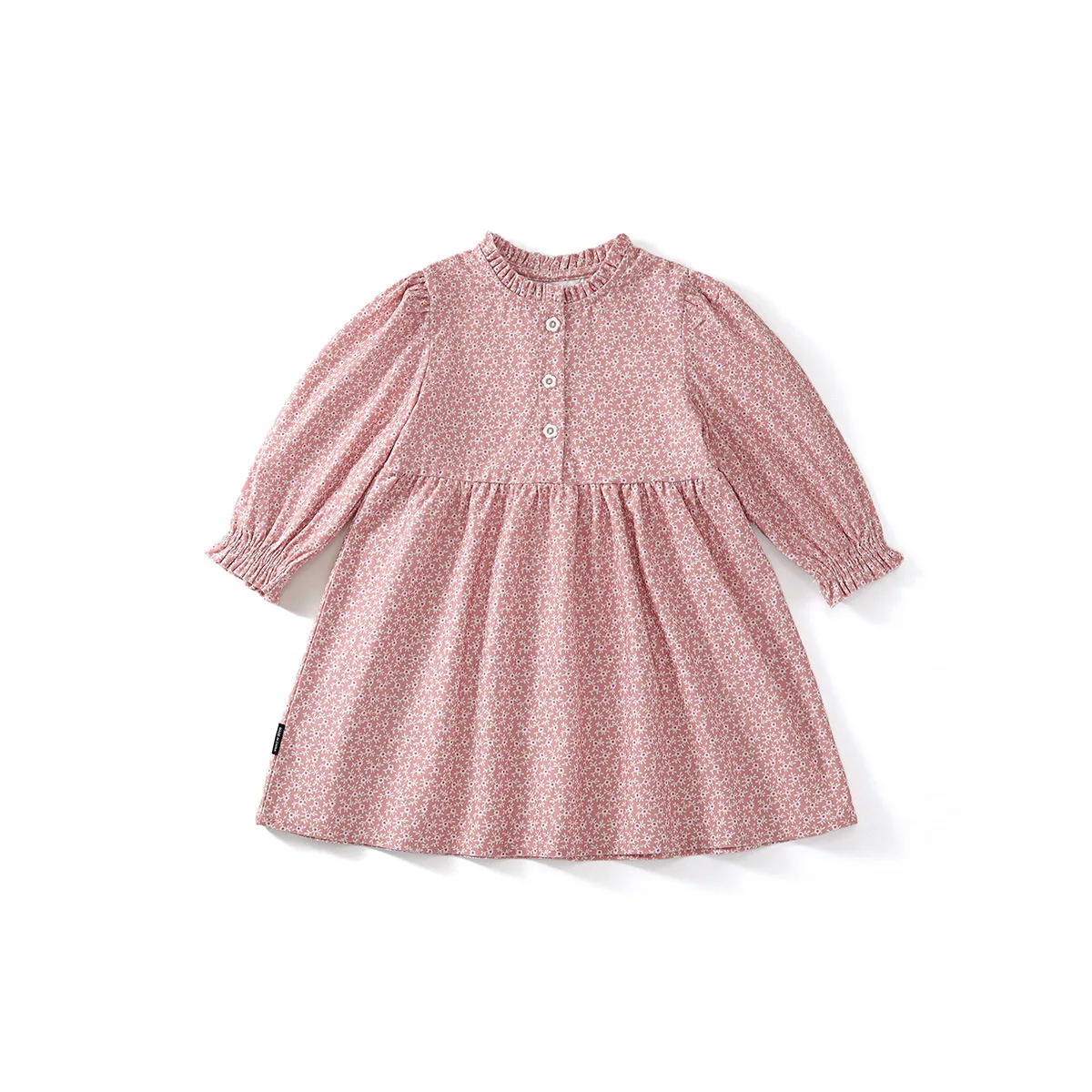 ملابس الأطفال الكورية 2025 فستان زهري للربيع والخريف منتج جديد، فستان الأميرة الوردي بأكمام طويلة للفتيات