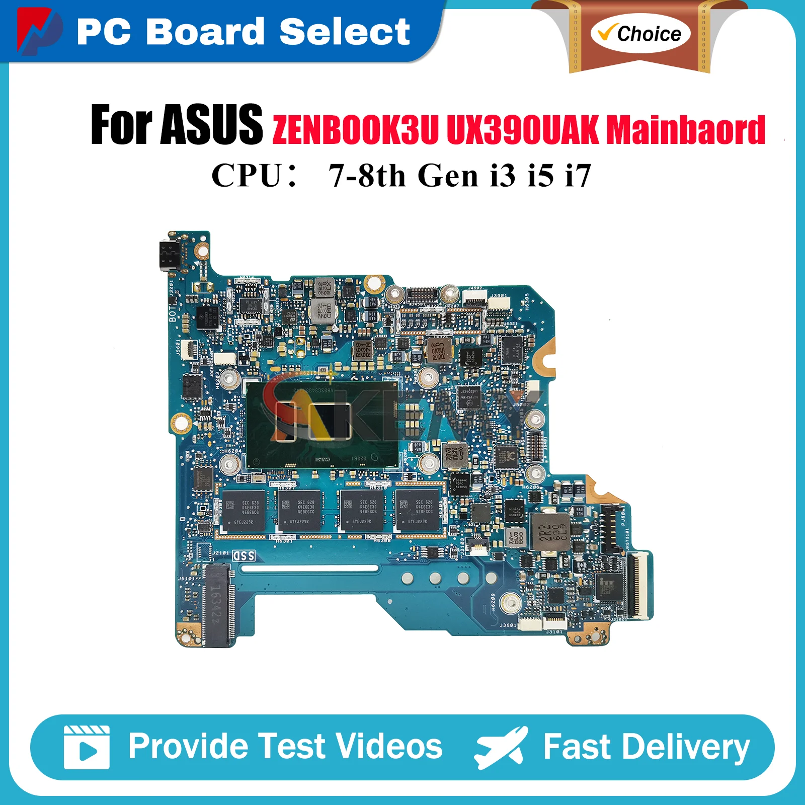 

UX390UAK Laptop Motherboard For ASUS ZenBook UX390UAK ZENBOOK3U UX390 Notebook Mainboard W/ i3 i5 i7 CPU 100% tests OK fast ship