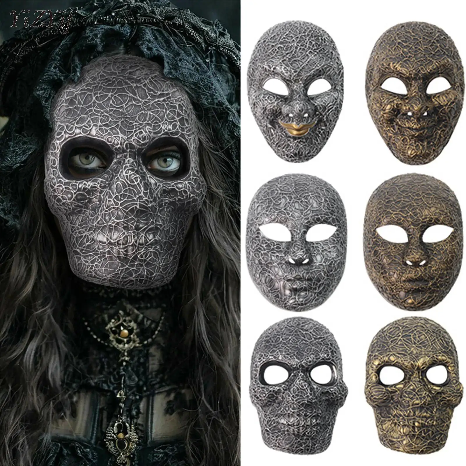 

Scary Full Face Mask Masquerade Mask Women Men Halloween Cosplay Costume Skull Horror Masks for Carnival Party Mardi Gras Mask