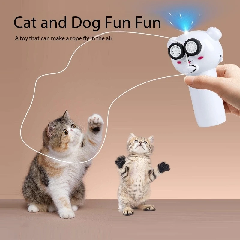 Pet Lasso Toy Night Light Rope Launcher Propulsion Cat Rope Launcher Handheld Electric Pet Toy cat toys interactive