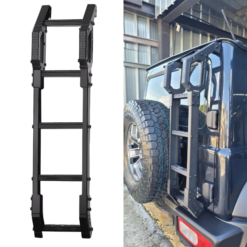 JROAD Car Tail Ladder Rack Aluminum Rear Climb Ladder For Suzuki JIMNY JB64 JB74 JC74 3/5 Doors 2019 2020 2022 2023 2024 2025