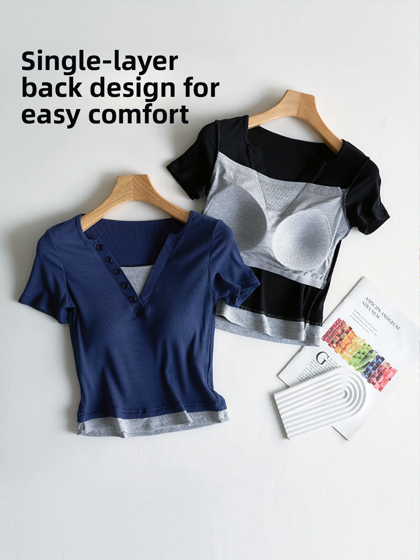 T-shirt une pièce v-ne pour femmes, Brtte, amincissant, ort Sve Moisture ng, couleur Pure, haut polyvalent, tendance, été