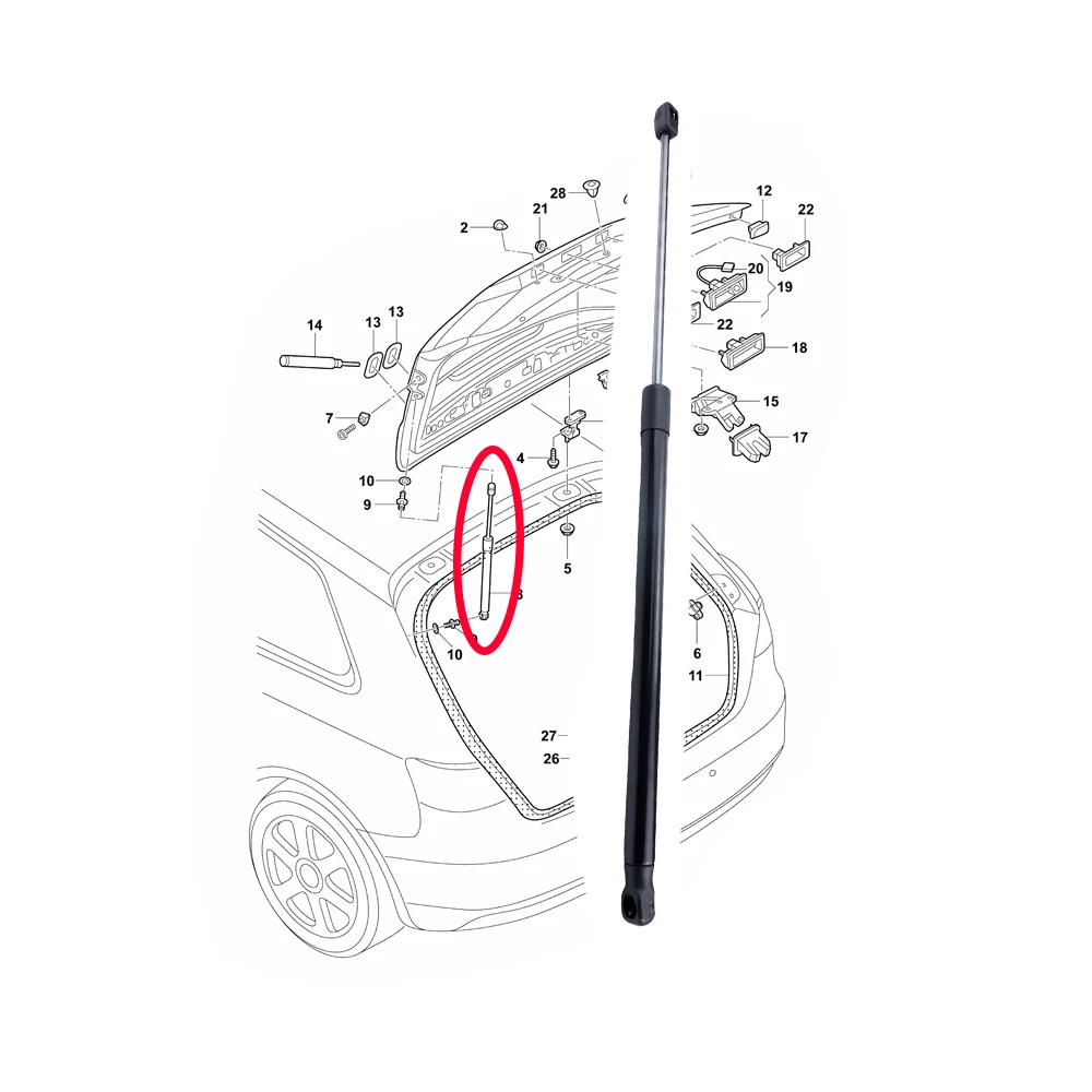 

2 шт. газовая пружина багажника автомобиля для AUDI A3 Sportback 8VA 8VF 8V4827552, опорная штанга задней двери, автоаксессуары