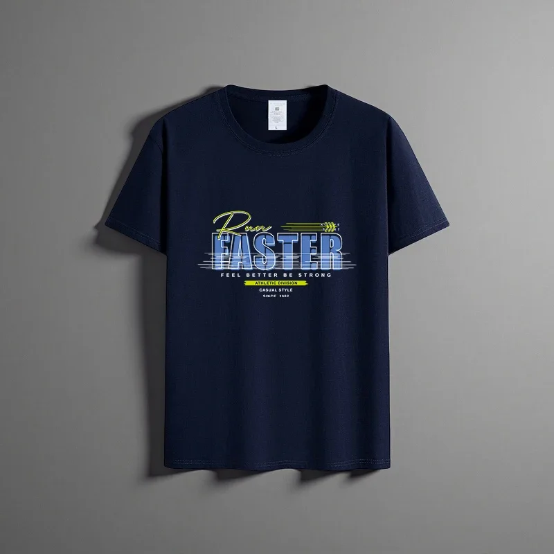 

Summer new unisex versatile pure cotton T-shirt fashionable casual round neck top breathable loose fit print short sleeved shirt