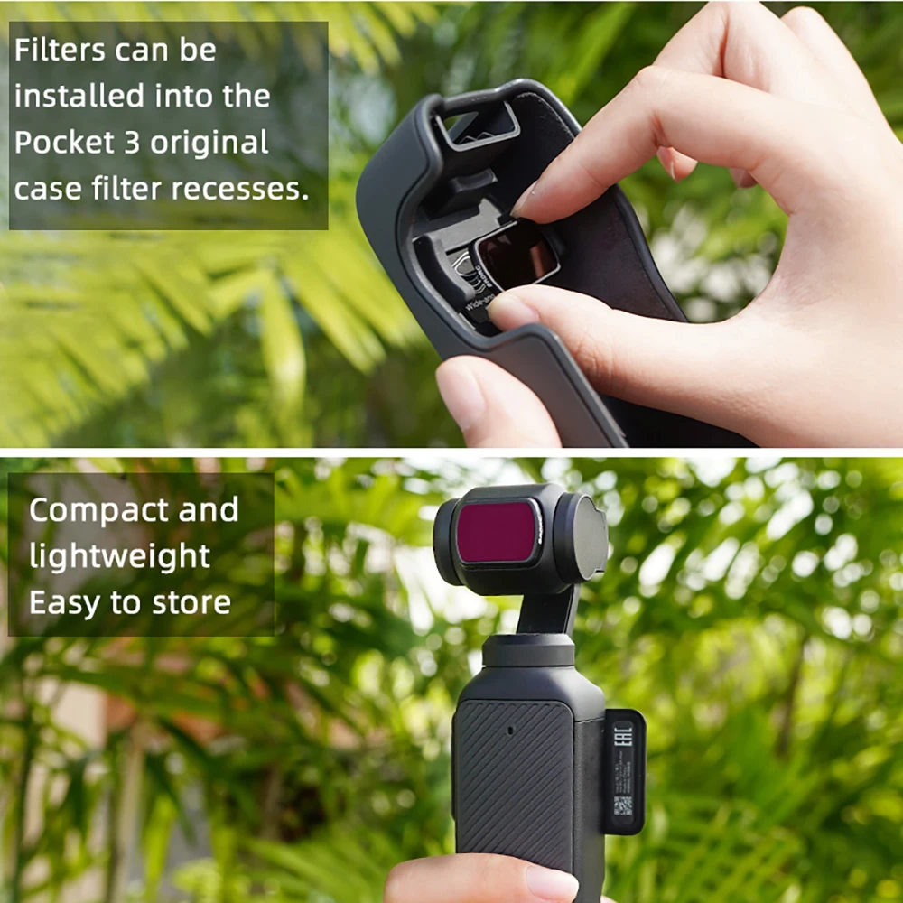 BRDRC Pocket 3 Lens Filter Set for DJI OSMO Pocket 3 Handheld Gimbal Camera ND8 ND16 Filters Adjustable CPL Photograph Accessory