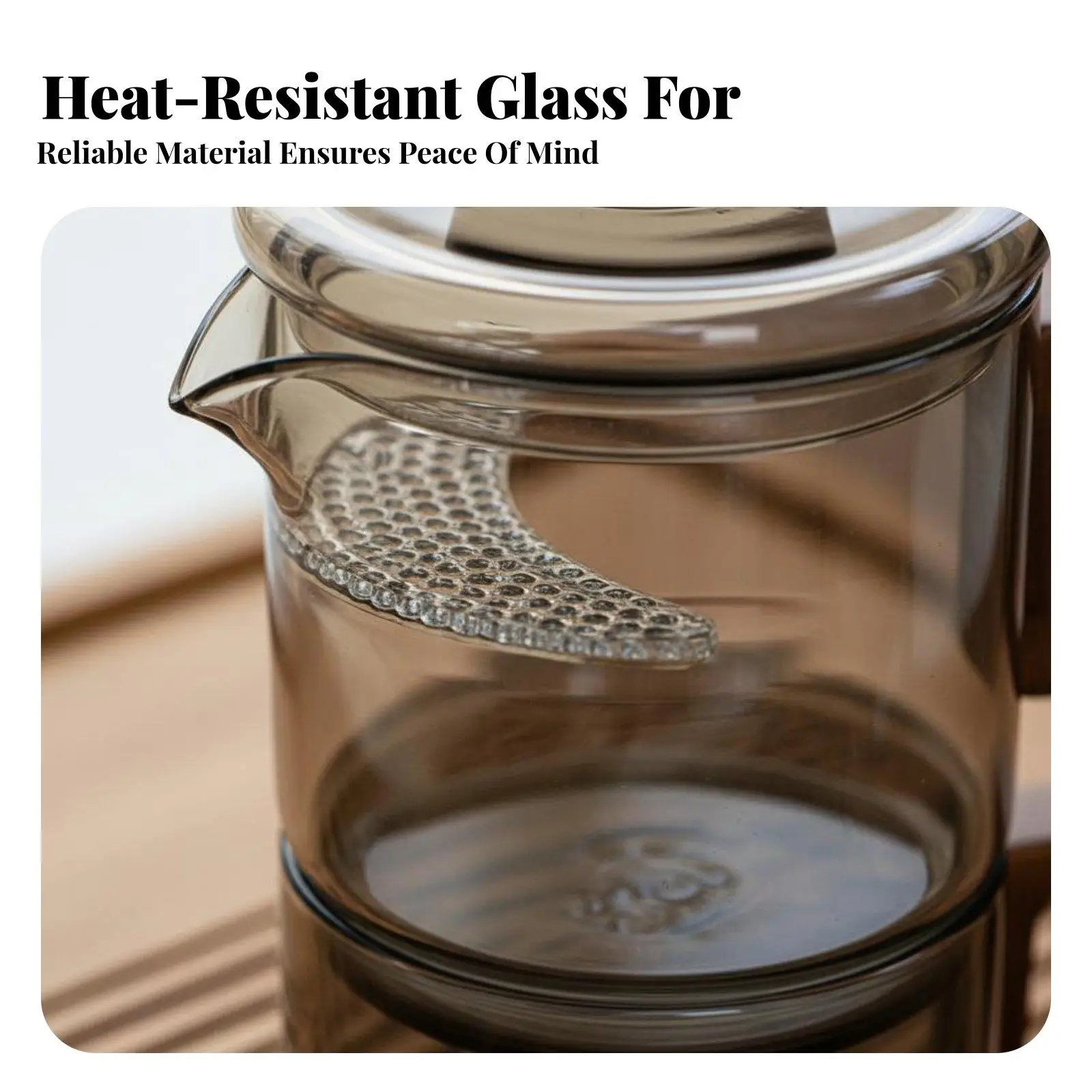Personal Tea Set Heat Resistant Teapot and Cup Set Built-in Strainer Glass Tea Infuser Pot for Office Workers, Students, Desk