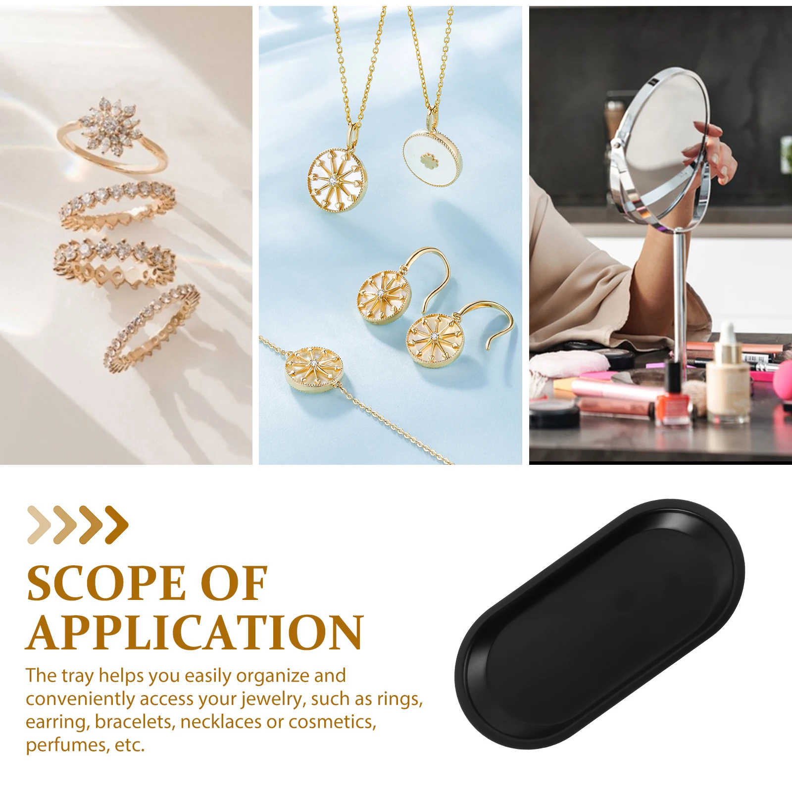 

Stainless Steel Jewelry Tray Organizer Tray for Vanity Bathroom Desk Rings Bracelets Cosmetics Storage Stainless Steel Plate