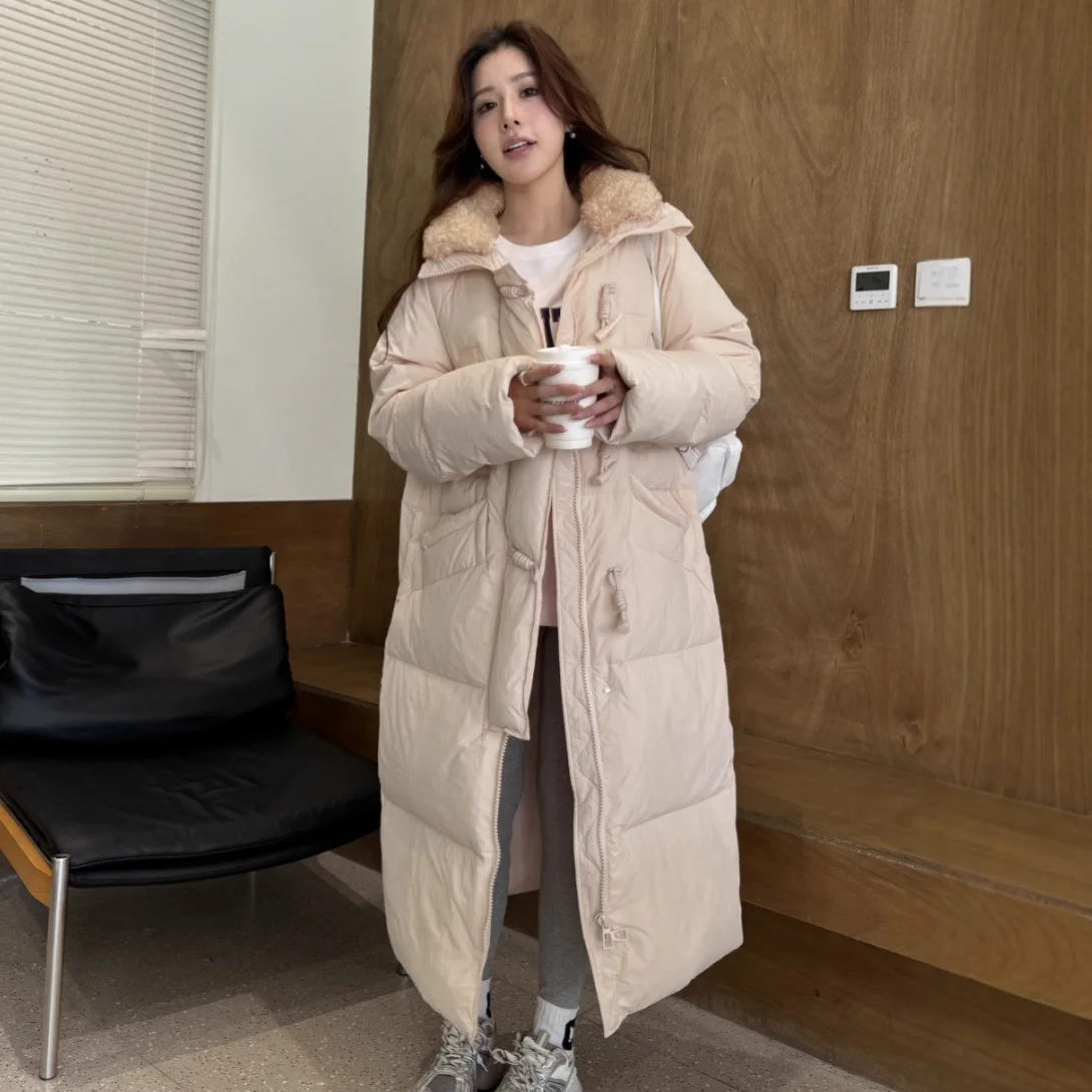 

Autumn and Winter New Women's Down Jacket Commuting Lamb Wool Spliced Down Jacket