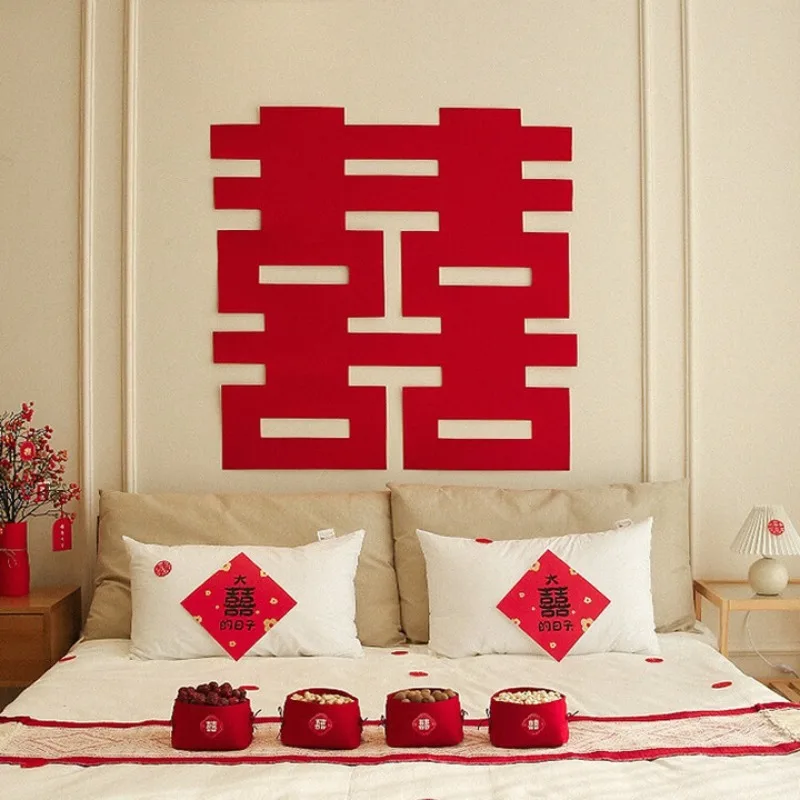 Happy sticker wedding room arrangement wedding special door sticker double happy door window grilles room living set