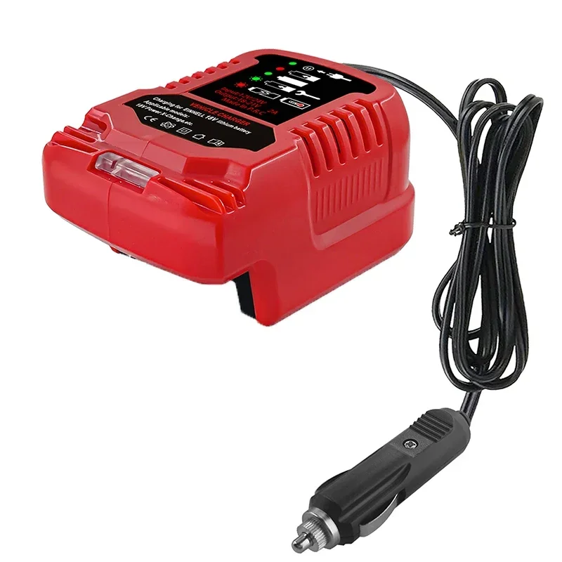 12V/24V Battery Charger for 18V Lithium-Ion Battery Charging with LED Indicator Cigarette Lighter Plug Car Charger