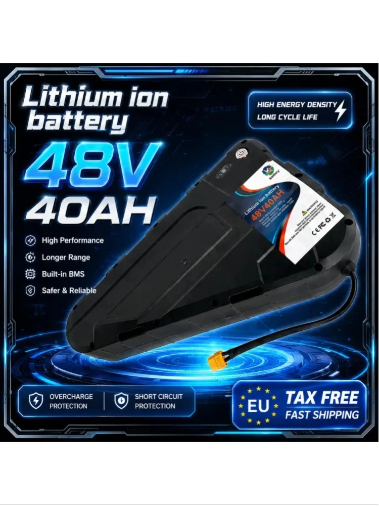 48V 20AH-40AH Hochleistungs-Wasserdichter Akkupack im Hartschalenkoffer, starke Leistung, 350W 500W 750W 1000W Dreiecksakku