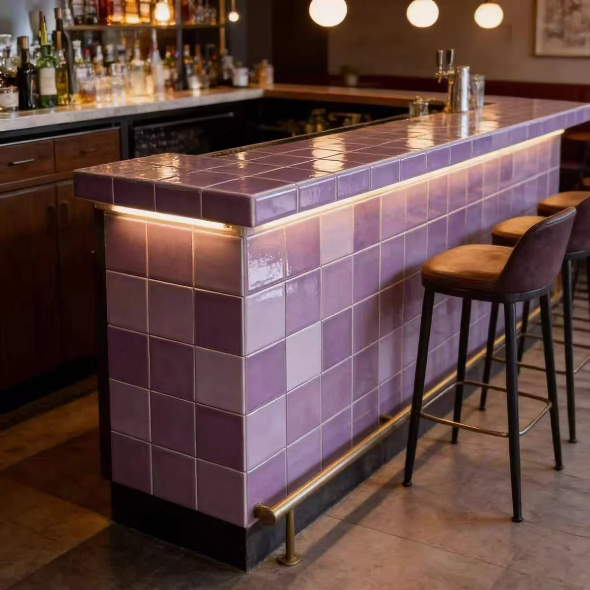 Niche bright gradient purple square brick kitchen bathroom wall brick catering milk tea shop door bar decorative tile