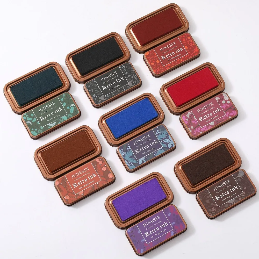 Vintage Iron Box Seal Stamp Handmade Colorful Scrapbooking InkPads Artistic Decorative Seal Stamp Block DIY Journal Material
