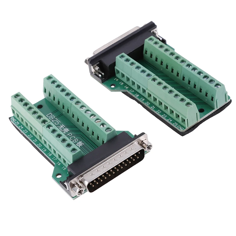 DB25 D-SUB Female 25Pin Plug Breakout PCB Board 2 Row Terminals Connector-F(x)