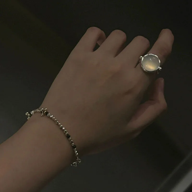 Foxanry الأسود كريستال خواتم الخطبة للنساء الأزواج خمر الشرير أنيقة الهندسة اليدوية حفل زفاف مجوهرات هدايا #5