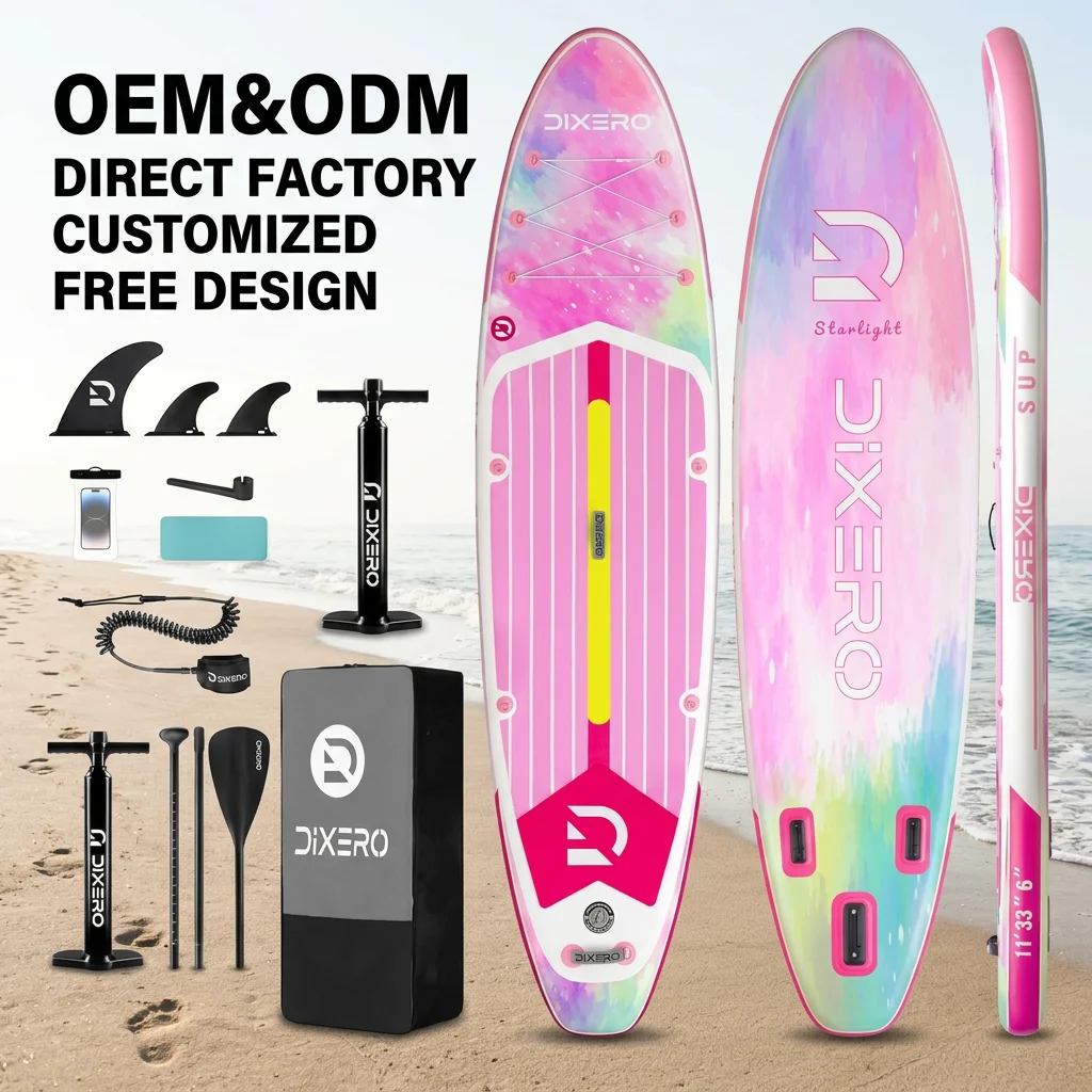 OEM ODM Pink Paddle Board High Quality 11'x33