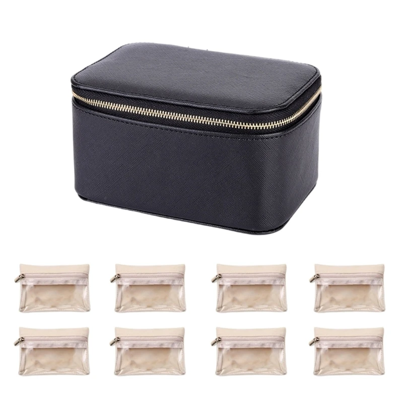 8Pcs Jewelry Set for Organizing Accessories Travels Sized PU Leather Box