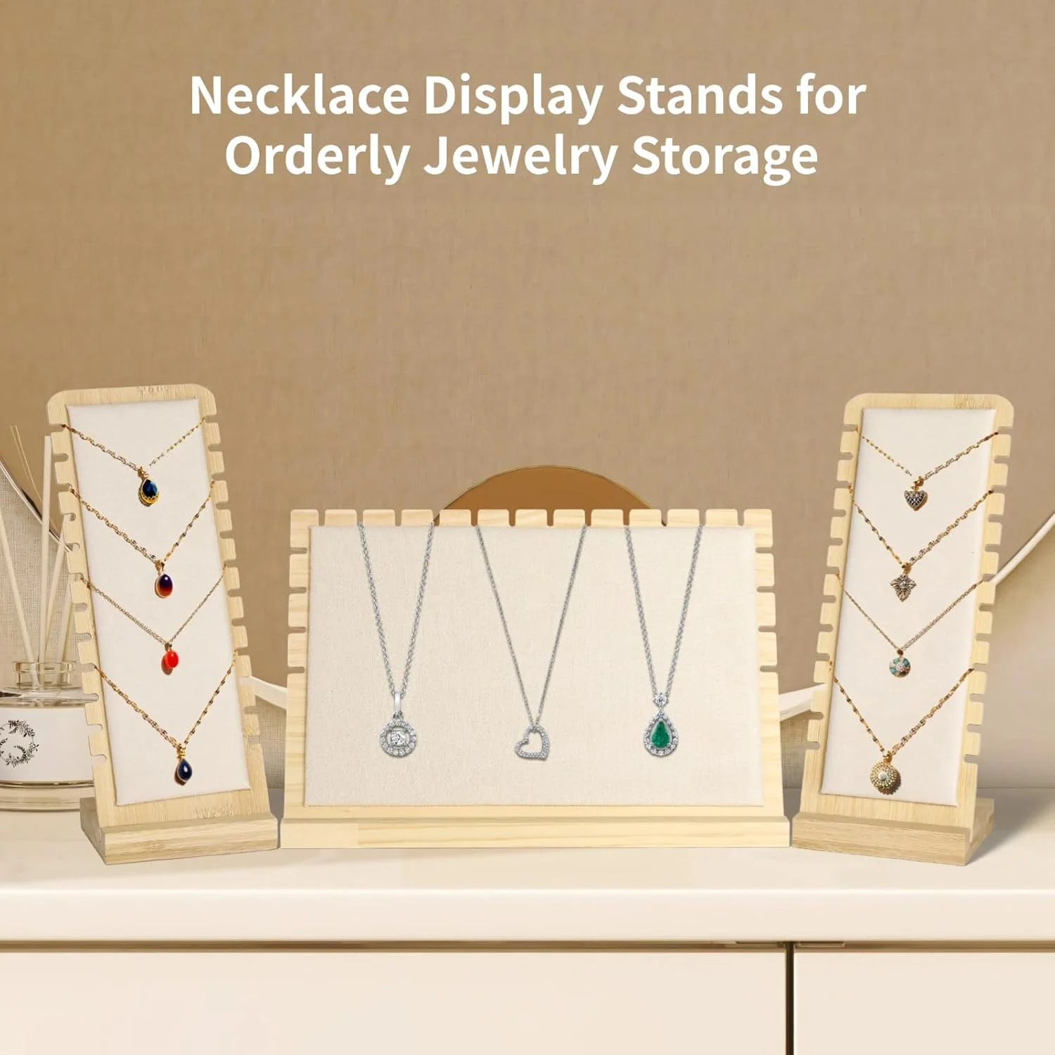 رف عرض قلادة خشبي كبير، رف مجوهرات خشبي قلادة قلادة، رف تخزين رف مجوهرات سلسلة لعرض المتجر و