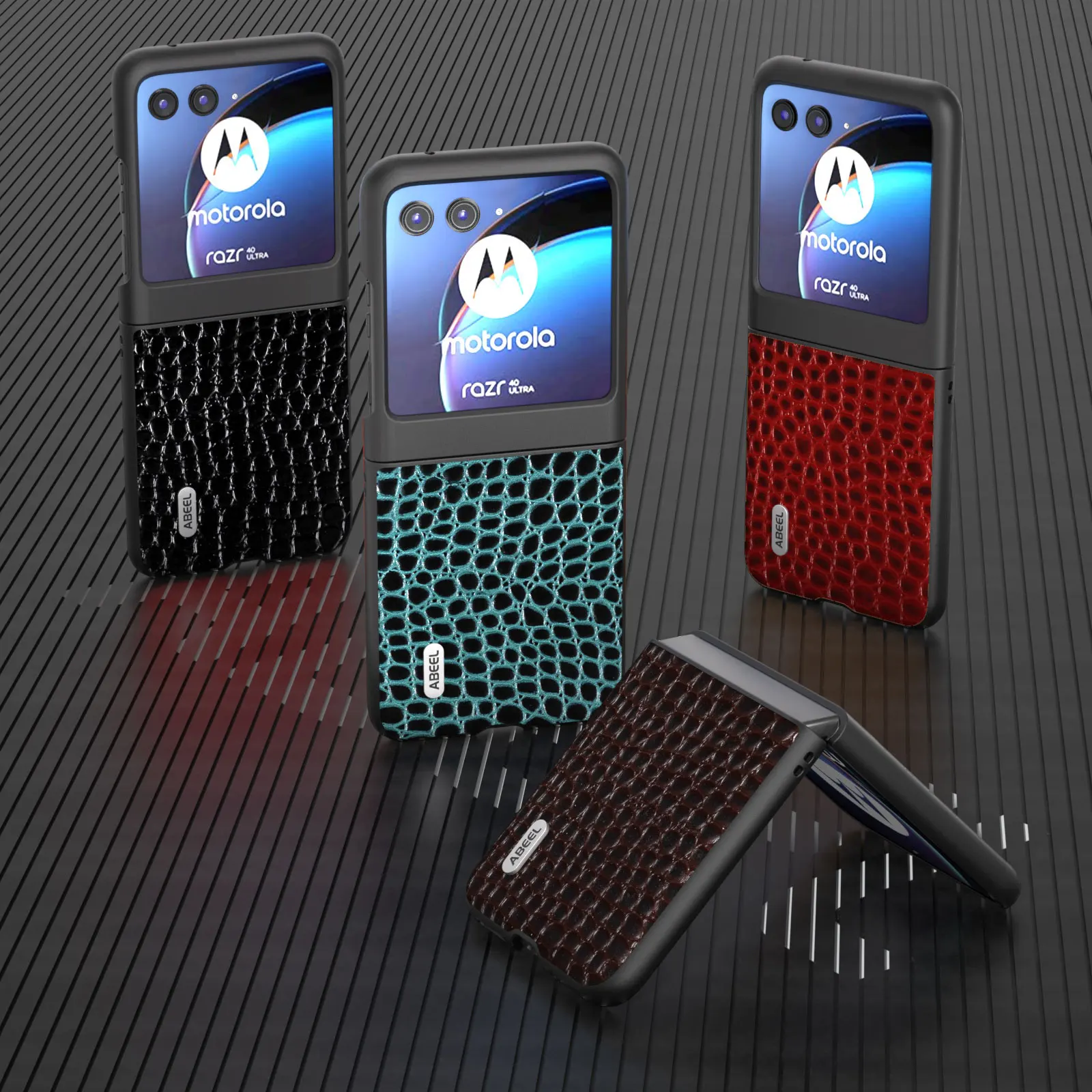 Retro Genuine Cowhide Leather Phone Case for MOTOROLA MOTO RAZR 40 Ultra Luxury Vintage Classic Crocodile Pattern Armor Cover