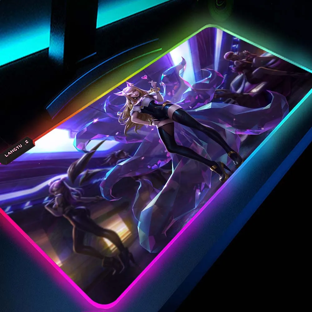 Ahri KDA LOL Jhin League of Legends Kayn Jinx Thresh Ashe Figure Support Mouse Pad Gamer Mousepad Rgb Backlit Mat Gaming Carpet