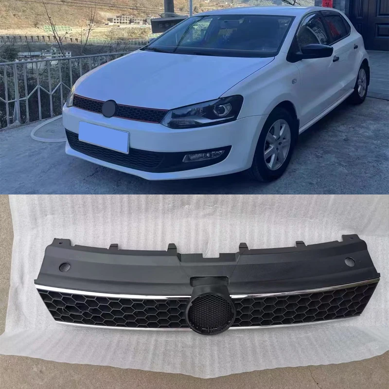 ABS Front Bumper Grille For Volkswagen VW Polo 6R 2009 2010 2011 2012 2013 GTI Style Honeycomb Mesh Center Grille