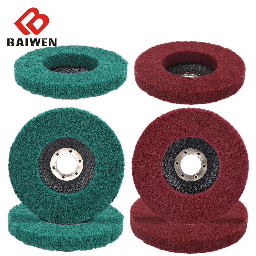 5'' 125mm Nylon Fiber Flap Polishing Wheel Non-woven Grinding Metal Disc Abrasive Disks for Angle Grinder for Wood Metal Buffing