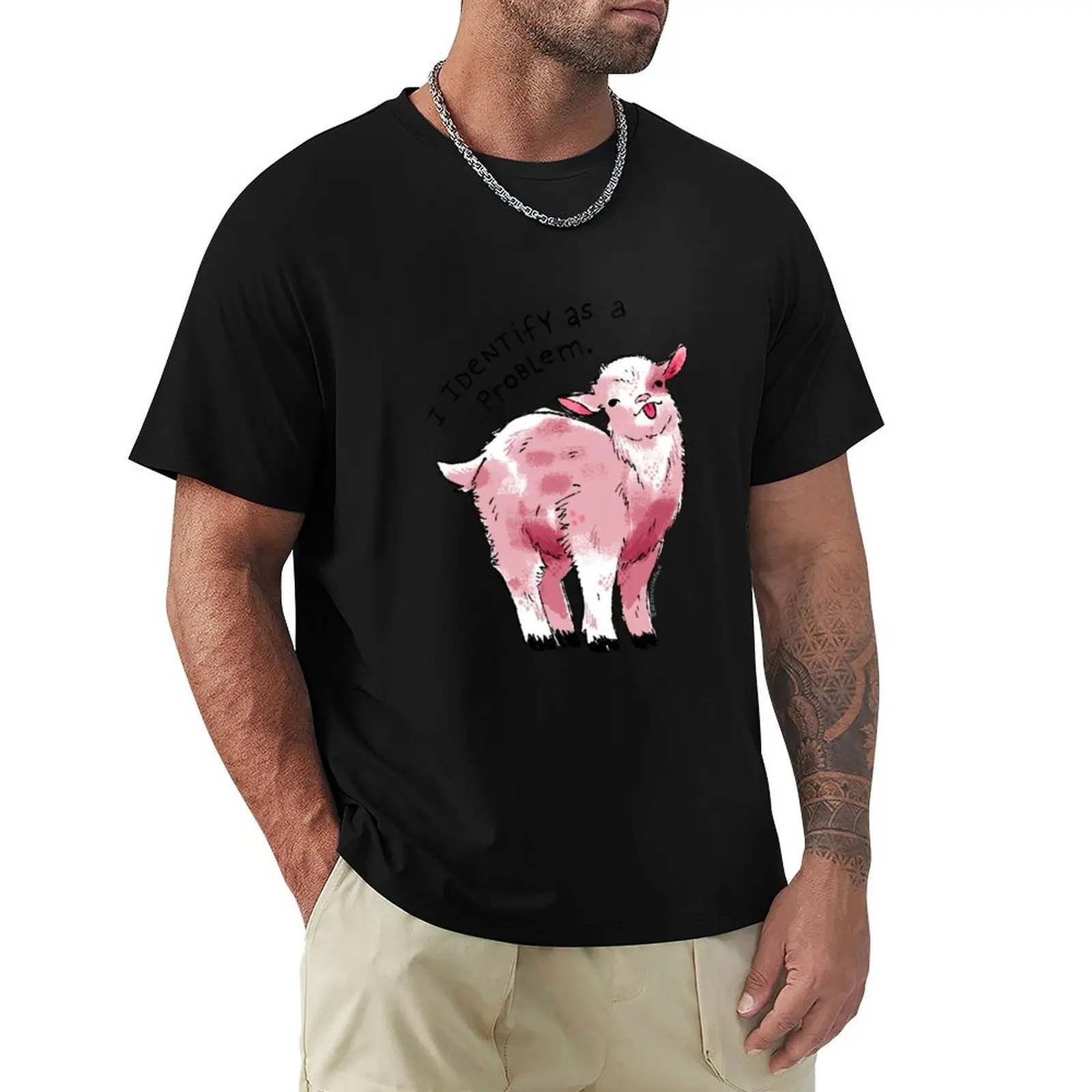

I Identify as a Problem Goat T-Shirt animal prinfor boys luxury designer summer top t shirts for men pack