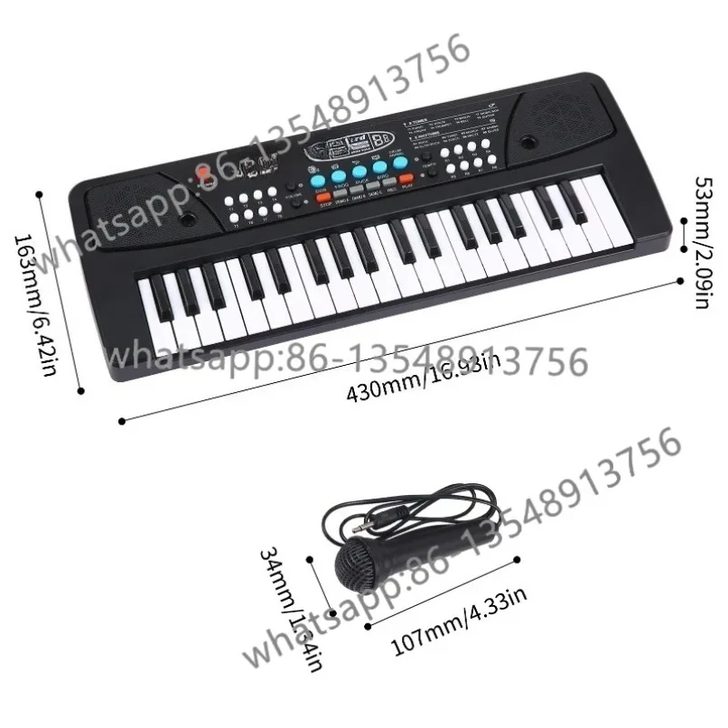 37 Key/49 Key USB Electronic Keyboard Keyboard Piano Digital Music Electronic Keyboard with Microphone Black