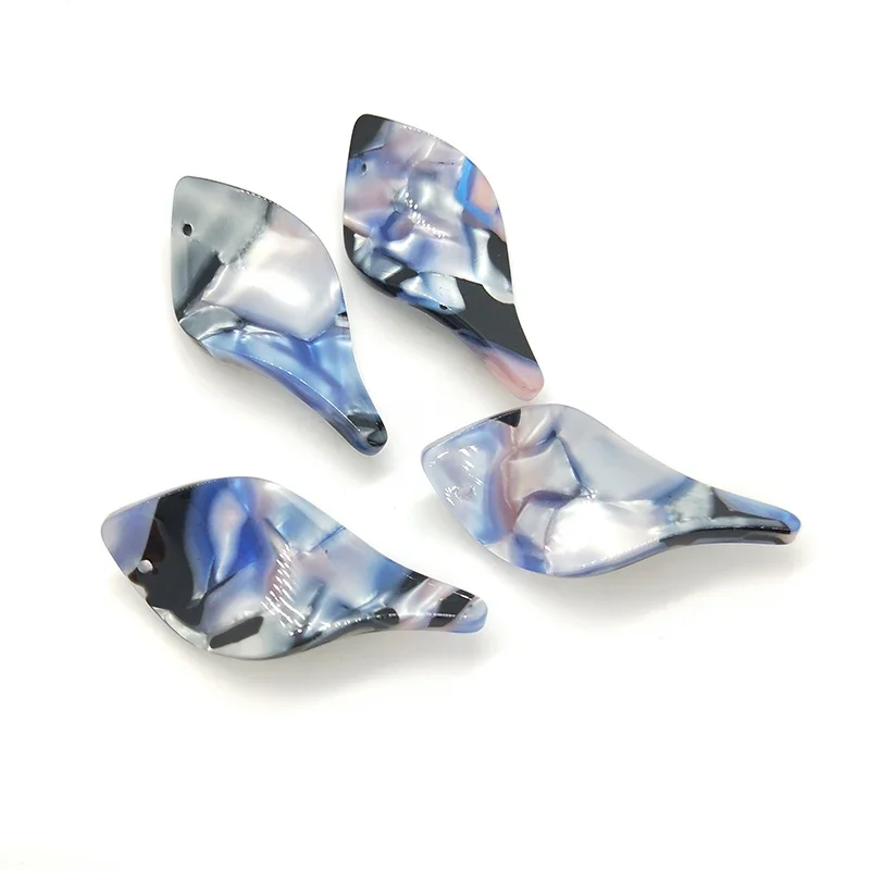 New 4 Pieces 42mm High Quality Acetic Acid Resin Irregular Smooth Charms Pendant for DIY Necklace Earring Jewelry Accessories