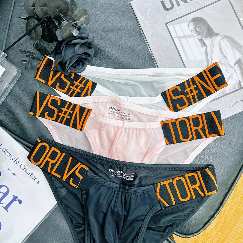 

1PCS Summer New Men's Triangle Underwear Ice Silk Mesh Fabric Breathable Quick Drying Men's Underwear Solid Color Underwear Men