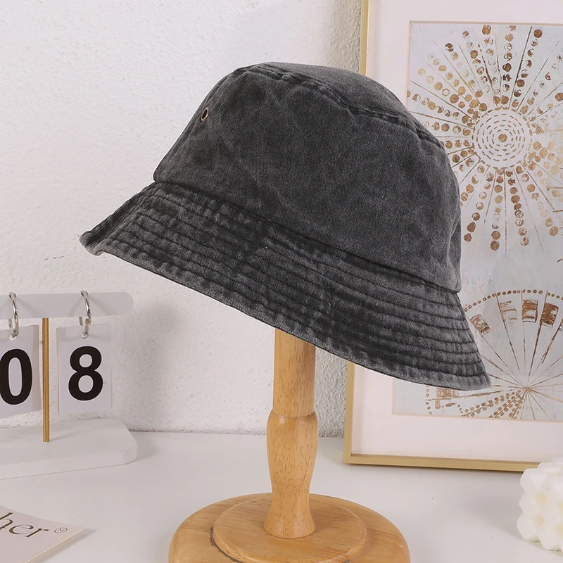 قبعات صياد بلون واحد مغسولة خف - مراجعة Bucket Hat Embroidered وسعره