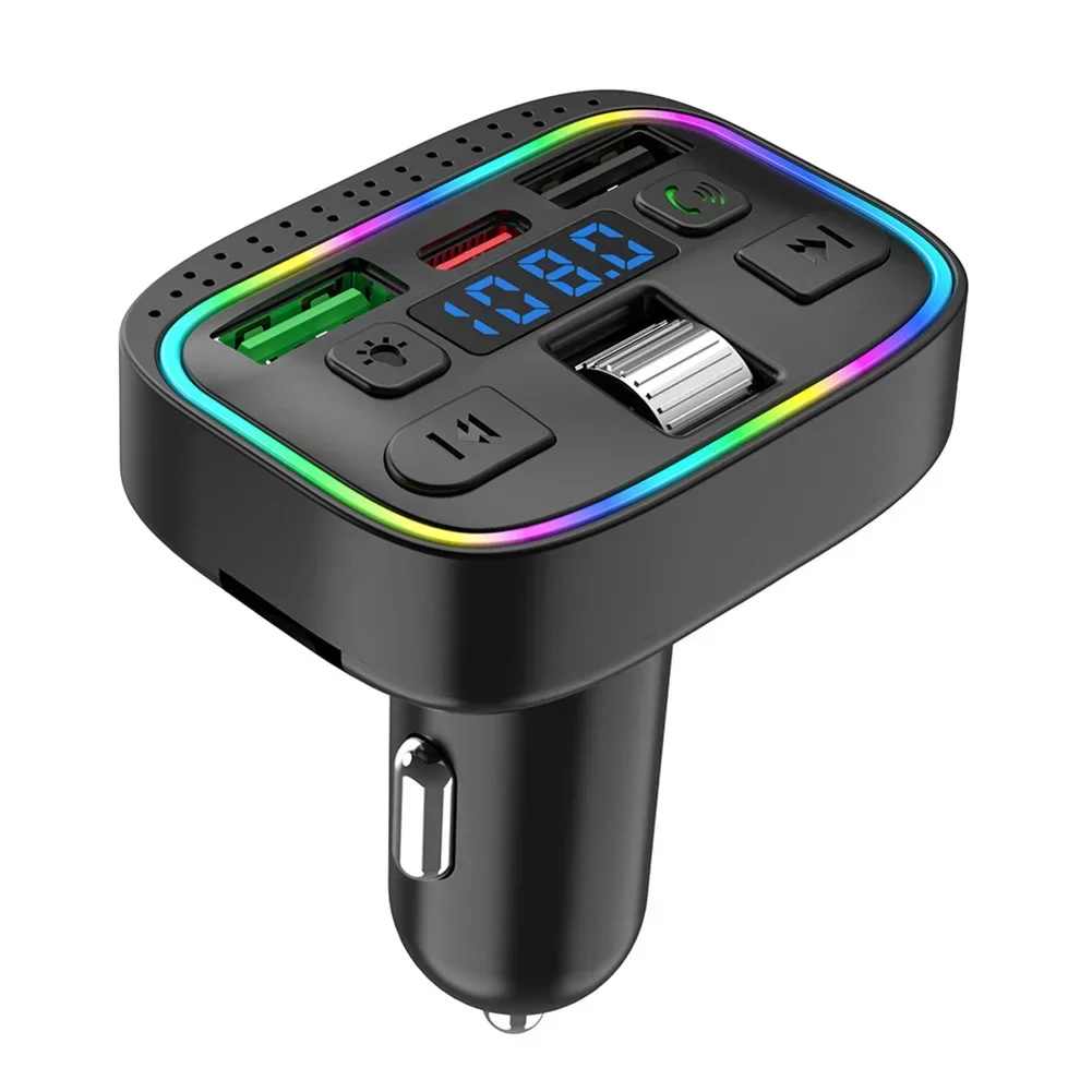 Car Wireless FM Transmitter Adapter 2USB+PD Fast Charger Hands-Free Bluetooth-Compatible V5.0 High-Quality Car Accessories