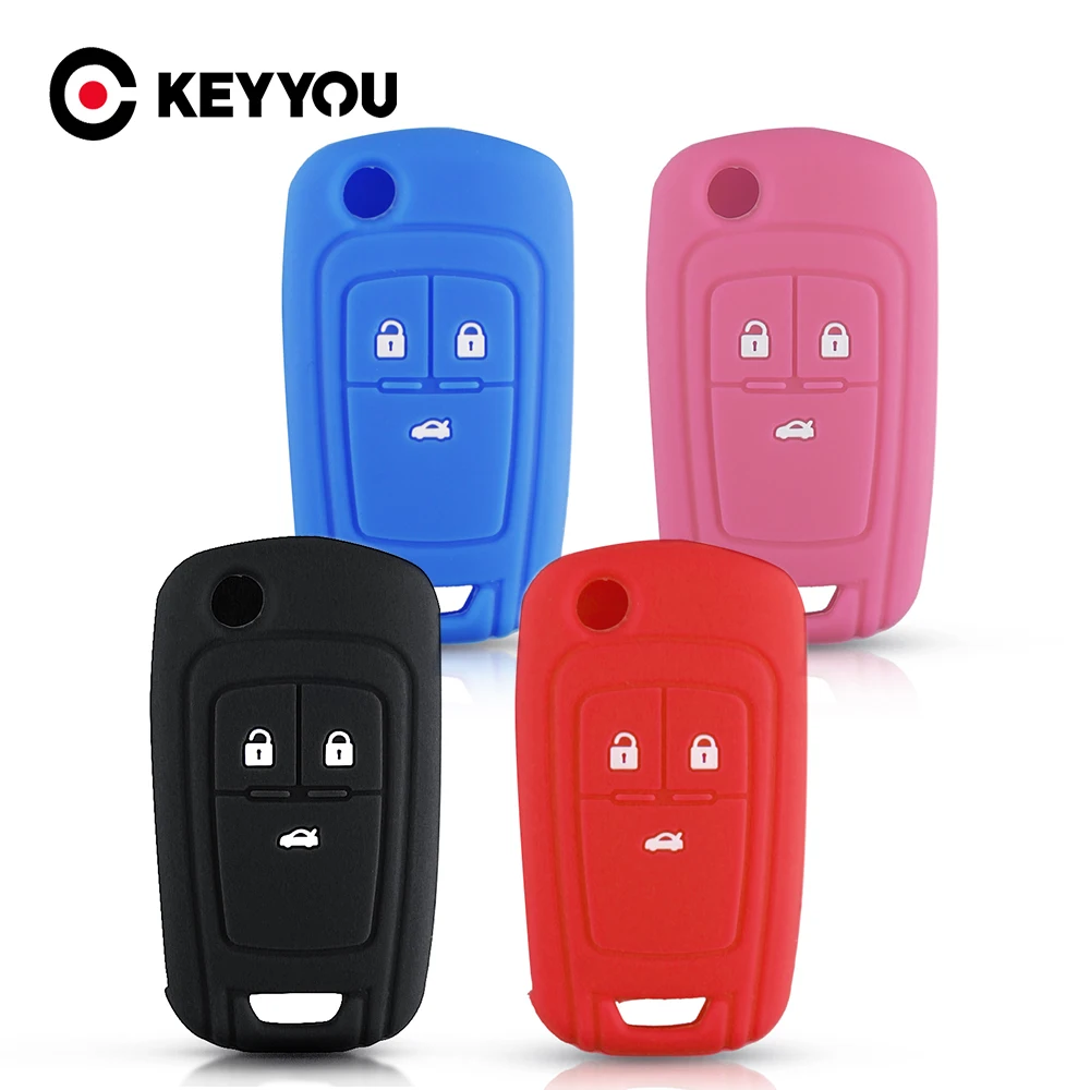 KEYYOU For Chevrolet Cruze Buick Opel Astra Corsa Antara Zafira Meriva Insignia Key Holder 3 Buttons Silicone Car Key Cover Case