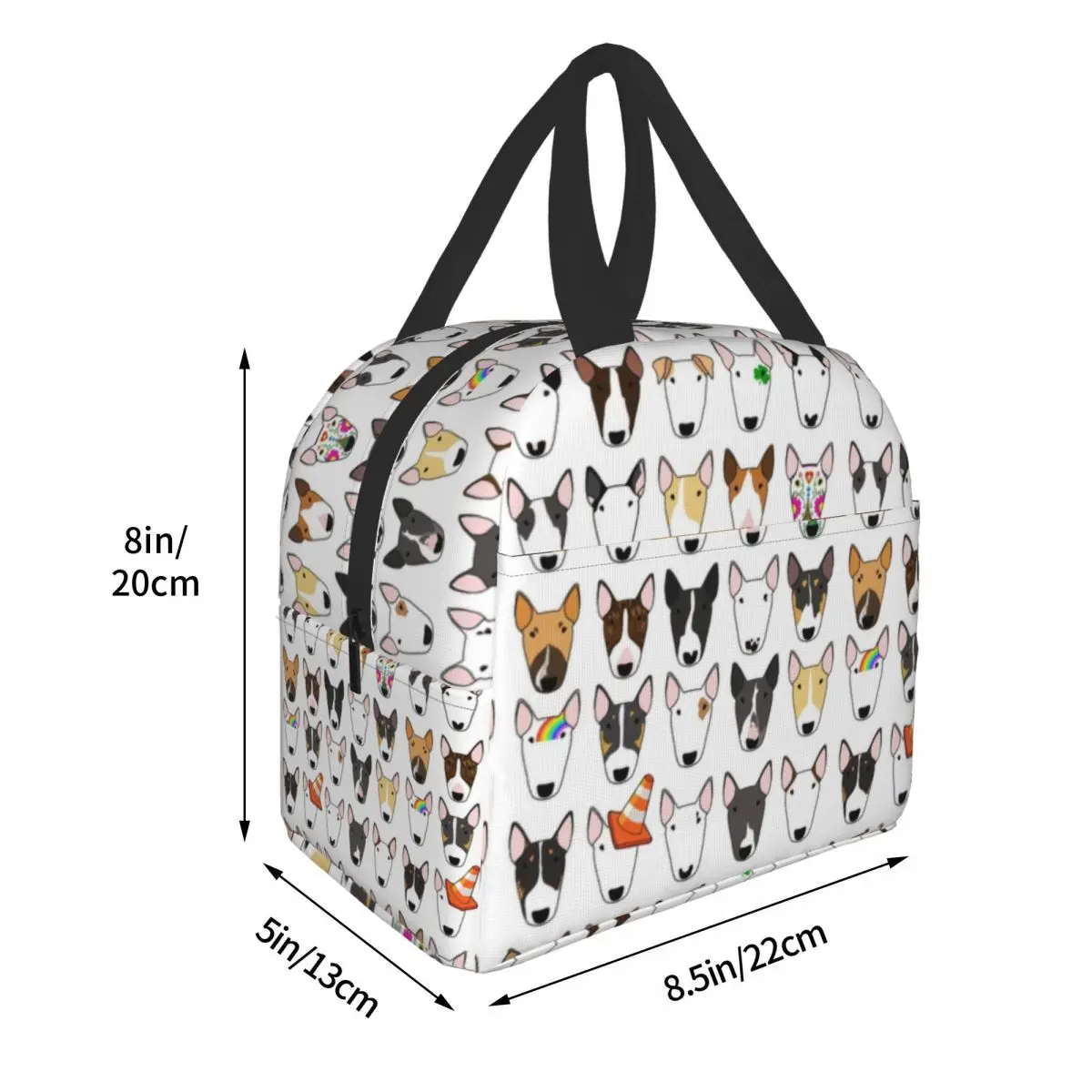 Bull Terrier Dog Repeat Pattern Insulated Lunch Bag for Women Waterproof Animal Thermal Cooler Lunch Tote Kids School Food Box