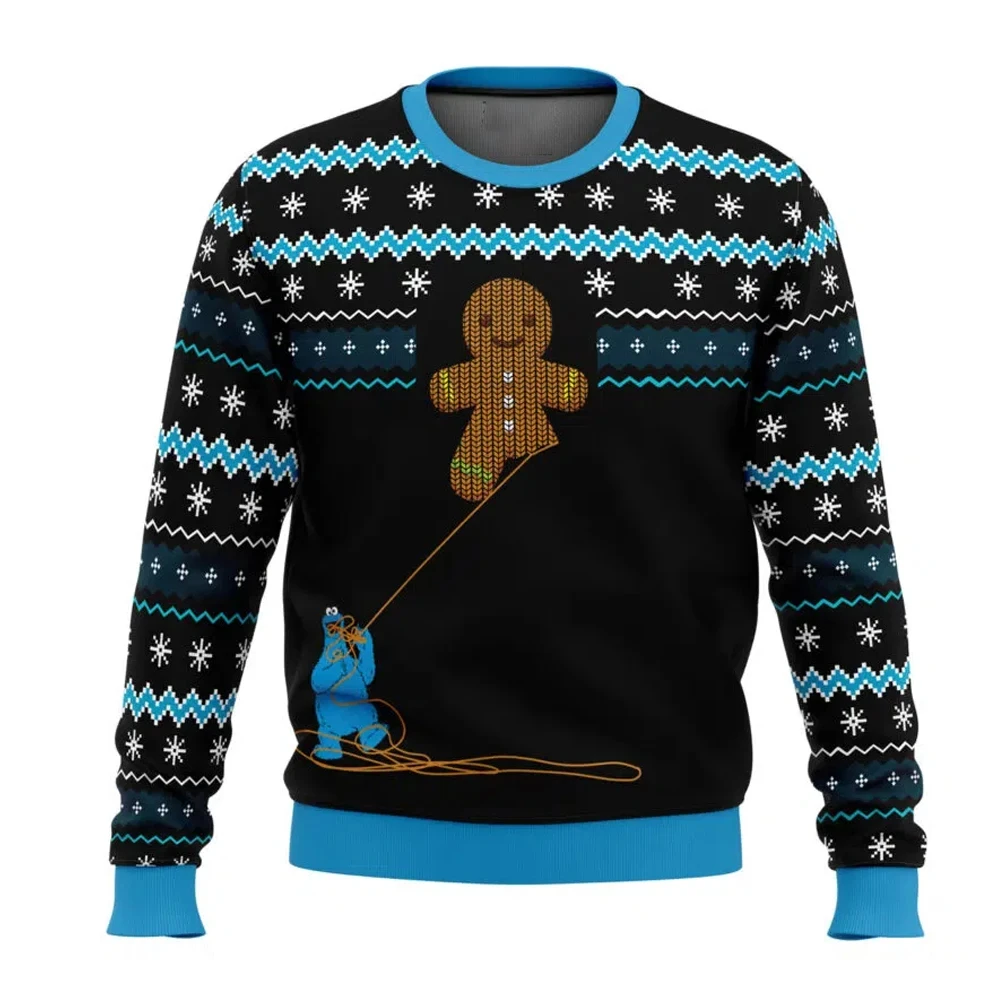 2026 ثلاثية الأبعاد مطبوعة موضة الزنجبيل كوكي الوحش القبيح عيد الميلاد سترة الكرتون الرسوم المتحركة امرأة رجل البلوز العلوي Harajuku #5