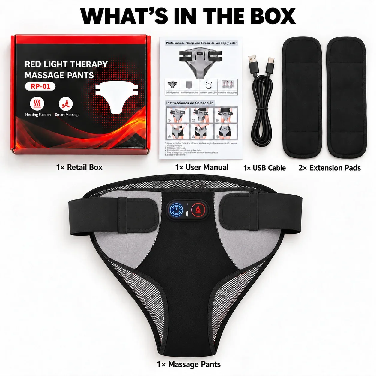 USB Red Light Hip Thigh Wrap 3 Heat Levels 3 Massage Modes 15 30 60 Min Timer 5000mAh Battery Long Sitting Office Daily Comfort