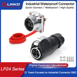 CNLINKO M24 35A Waterproof Electrical Wire Connector LP24 2 Pin 3 Pin Quick Release Butt Plug Panel Socket Welding Pin Connector