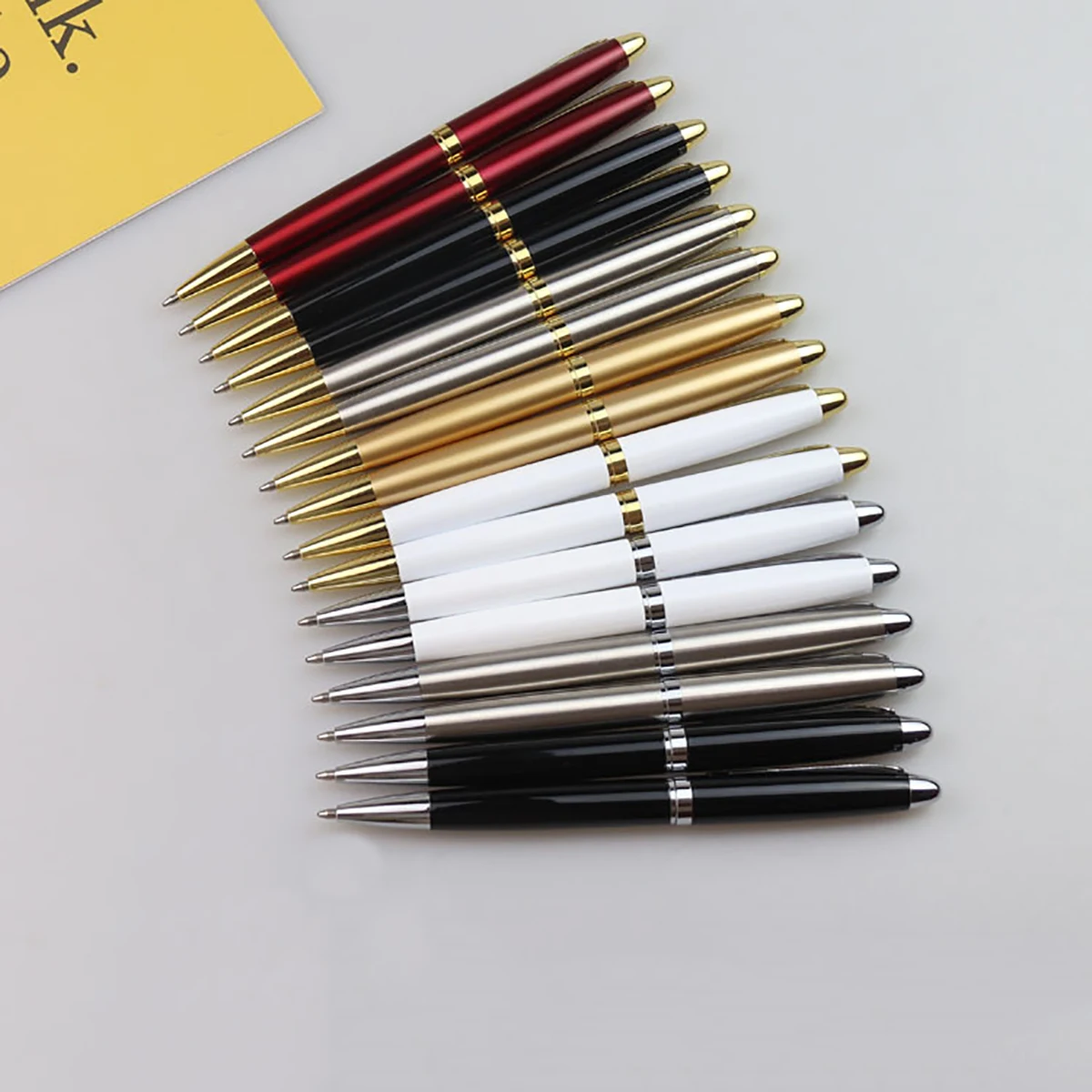 5Pcs Metal Rotating Ballpoint Pens Custom LOGO Elegant Signature Pen Business Ball Point Pen Gift Office Writing Roller Ball Pen