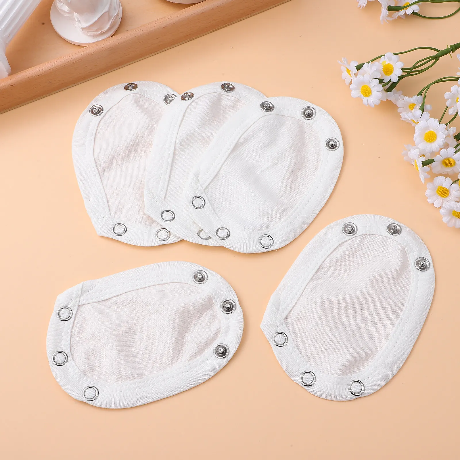 5Pcs Bodysuit Extender Snap Panel Adjustable Cotton Romper Clothing Extension Piece for Growing Infants Jumpsuits Extender