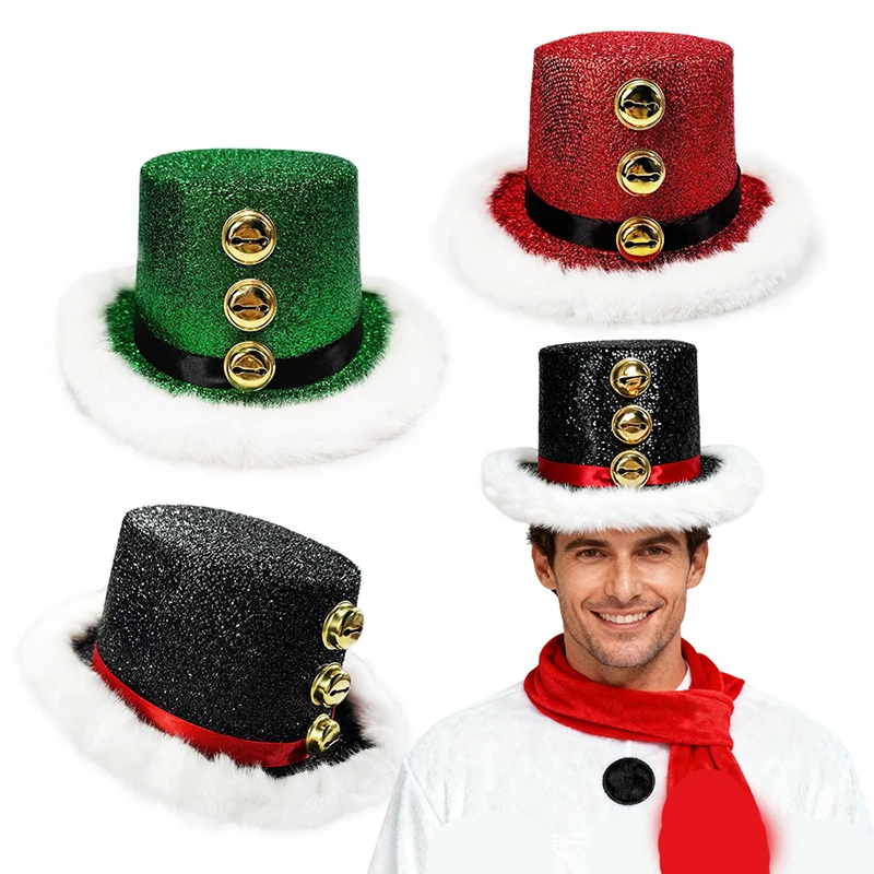 Sombrero de Papá Noel a la moda, sombreros de Papá Noel, pelusa blanca y 3 campanas, sombreros de fiesta, mujeres, hombres, familia, Navidad, Año Nuevo, reunión, Cosplay
