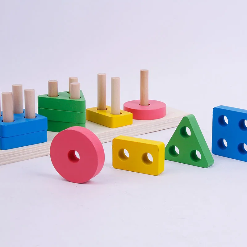 Forma infantile blocchi coordinati bordo geometrico colorato bordo giocattolo educativo bambini educazione precoce cinque set pilastro giocattoli per bambini