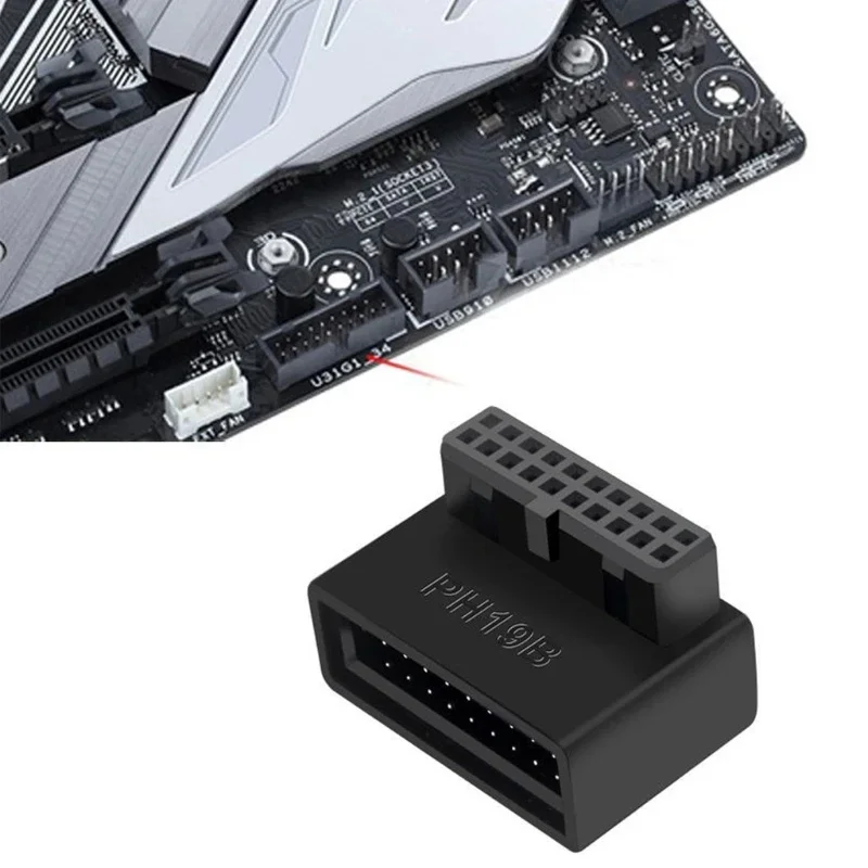 1/2/4pcs Desktop Computer Motherboard USB 3.0 Connection Adapter 19p 20p Vertical Plug Needle 90° Turn Installed Steering Elbow