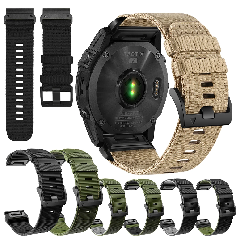 

Нейлоновый плетеный ремешок для Garmin Fenix 8 E 7 Pro 47 мм/MARQ 2/Forerunner 965 955 945/Descent G1 QuickFit Band Bracelet Instinct 2X