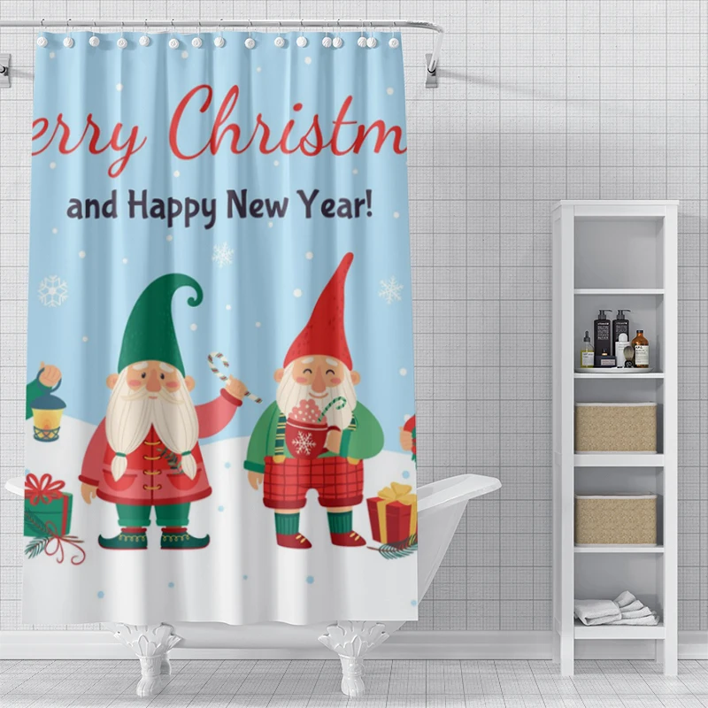 Home shower curtains for bathroom waterproof curtain fabric Modern Nordic style Living Room winter decoration Merry Christmas