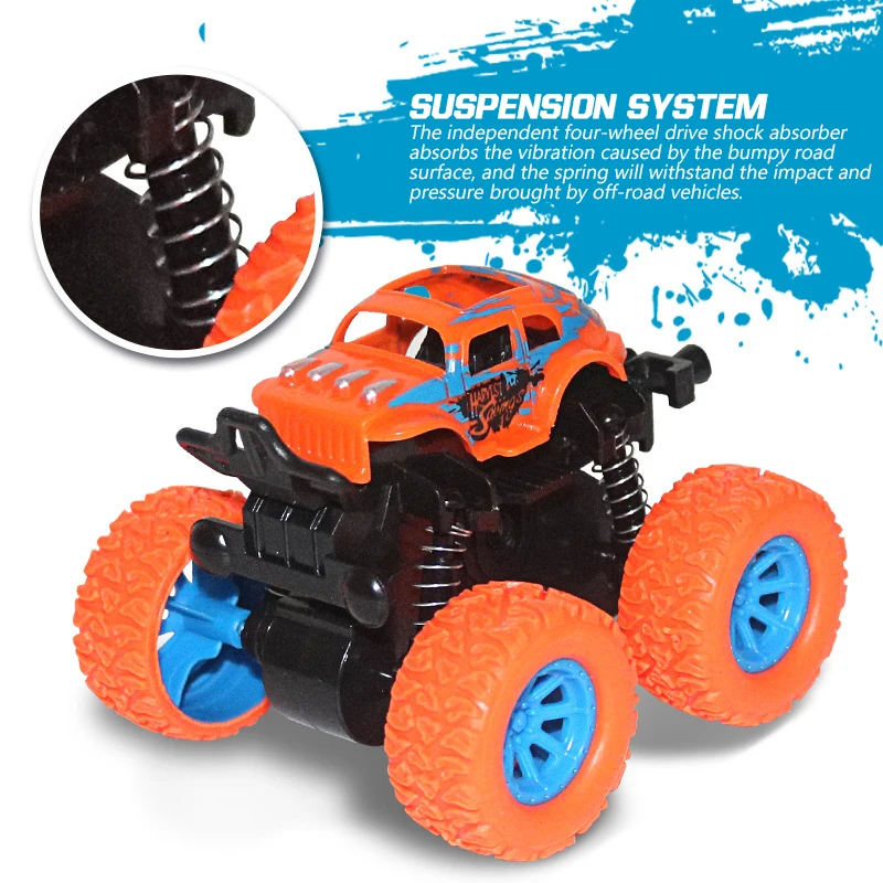 Inertial Stunt Car Drive Climbing Off-Road Vehicle 360 Degree Rotation Four-Wheel Drive Pull Back Truck Model Toy Children Gift