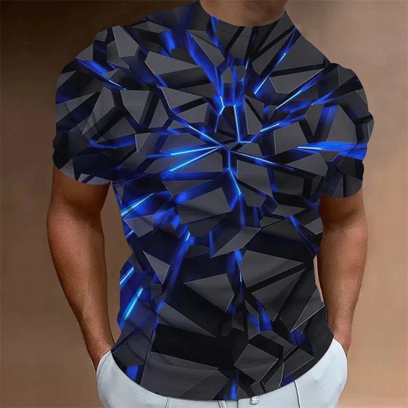 Fashion Debris 3D Printed T-shirt For Men Polygonal Pattern Street Short Sleeve Loose Oversized Tops Tees Daily Casual T shirts